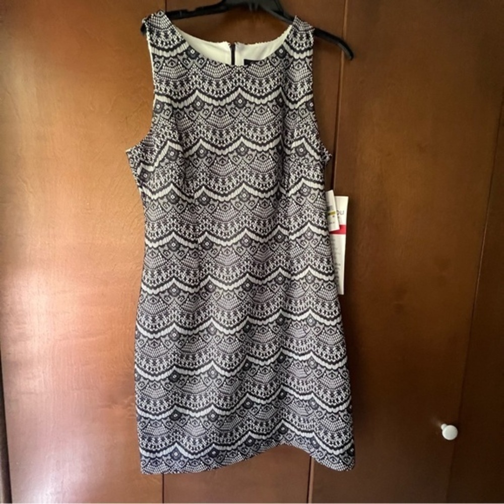 Jessica Simpson Navy and White Lace Overlay Dress NWT Sz 14